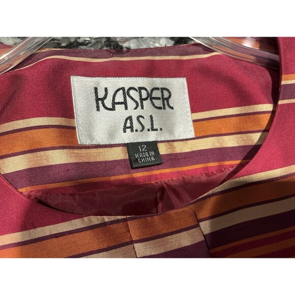 Kasper Pants Suit Size 12 100% Silk Multicolor Long Sleeve - Picture 10 of 12